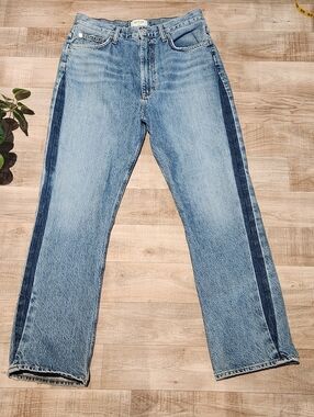 Agolde Pinch Waist High Rise Straight Leg Jeans with Side-Stripe Detail SZ 29
